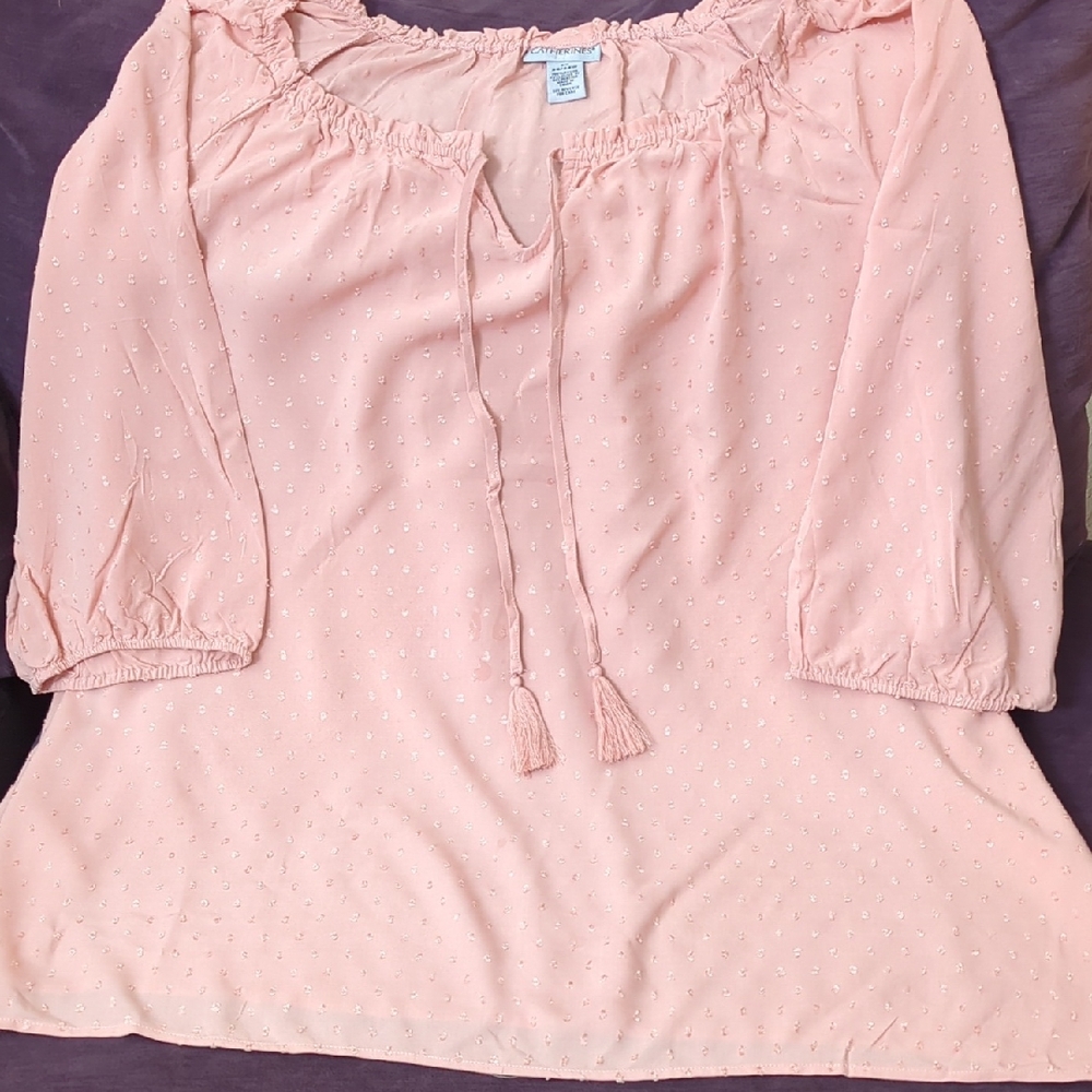 Catherine's Light Pink Top with Tassel Detail